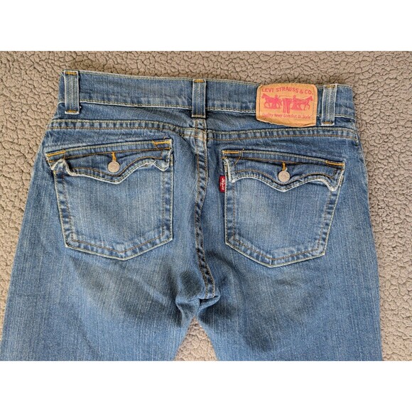 LEVI'S 504 Slouch Flared Low Rise Stretch Blue Denim Jeans Women's 11 M 32x31 - Picture 10 of 14